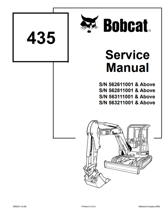 Manual de Servicios Mini Excavadora Bobcat 435