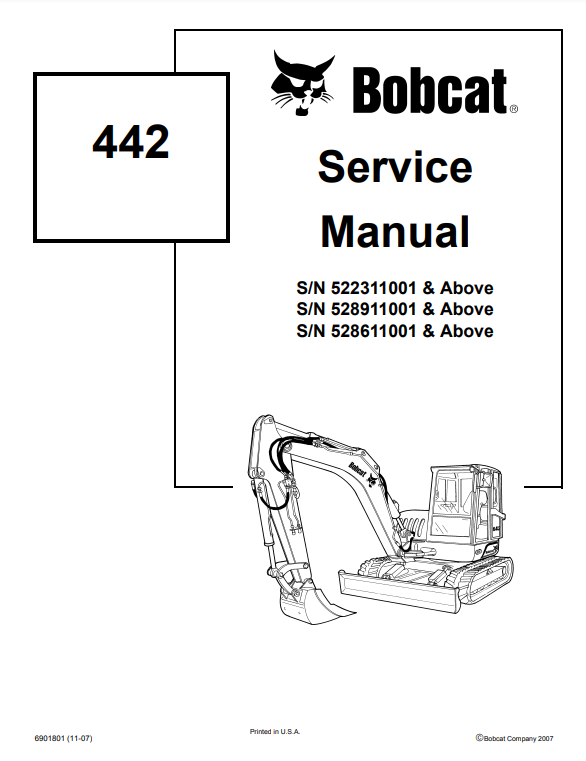 Manual de Servicios Mini Excavadora Bobcat 442