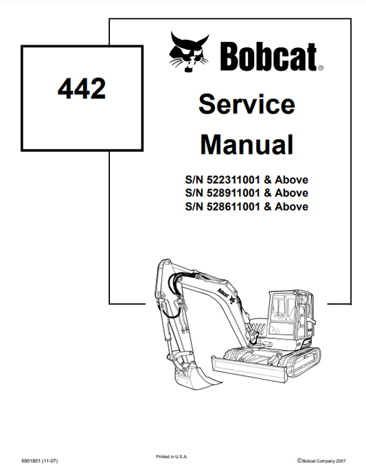 Manual de Servicios Mini Excavadora Bobcat 442