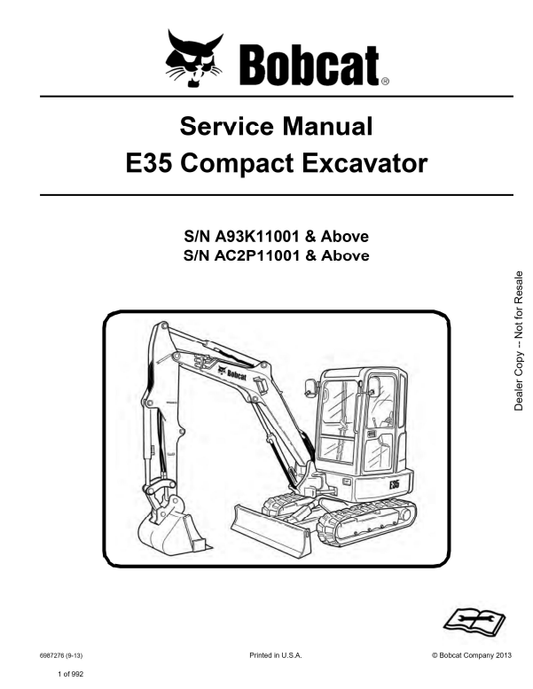 Manual de Servicios Mini Excavadora Bobcat E35