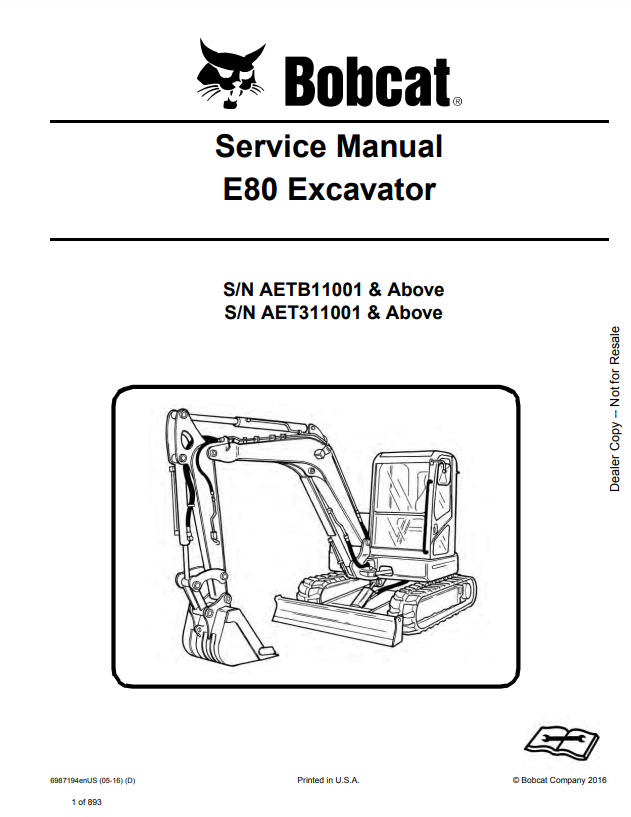 Manual de Servicios Mini Excavadora Bobcat E80