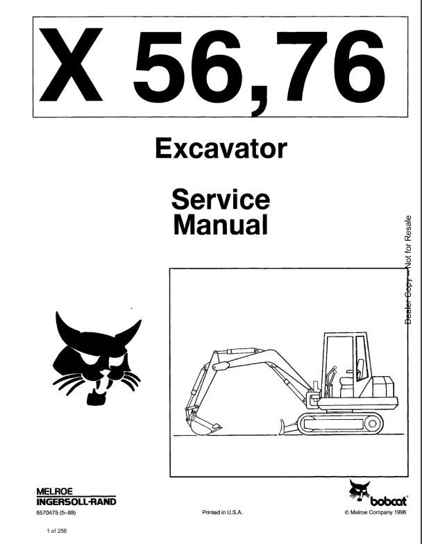 Manual de Servicios Mini Excavadora Bobcat X56, 57