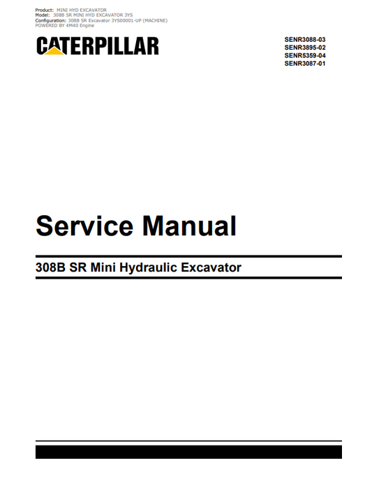 Manual de Reparación Mini Excavadora Caterpillar 308B SR