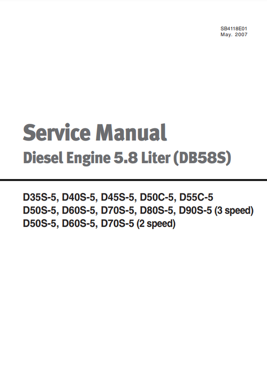 Manual de Servicios Motor Diesel 5.8 lts Doosan DB58S