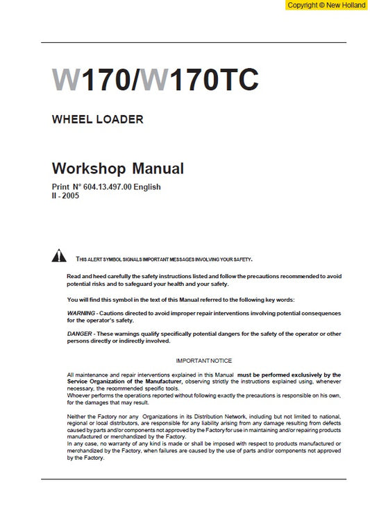 Manual de Servicios New Holland  W170, W170TC