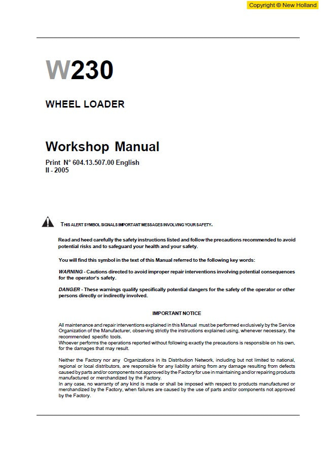 Manual de Servicios New Holland  W230