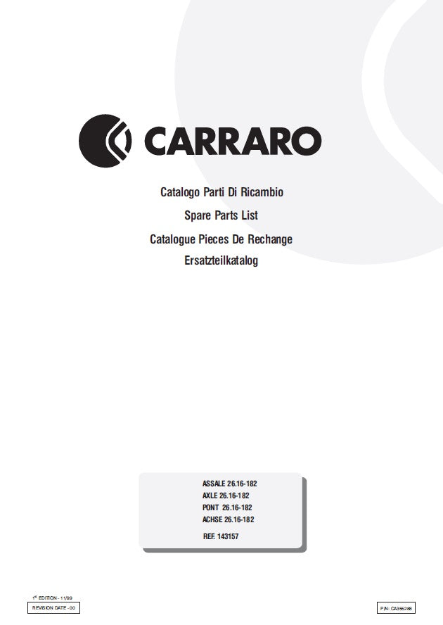 Transmision Carraro 26.16-182  143157 Manual de Partes