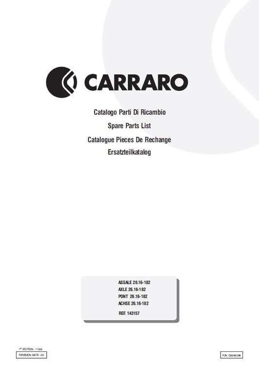 Transmision Carraro 26.16-182  143157 Manual de Partes
