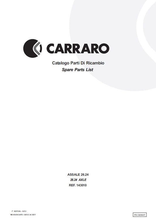 Transmision Carraro 26.24  143010 Manual de Partes