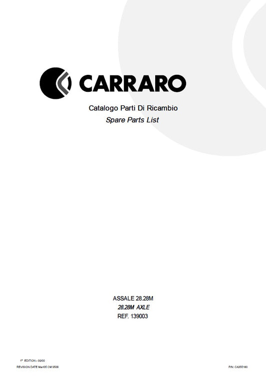 Transmision Carraro 28.28M  139003 Manual de Partes