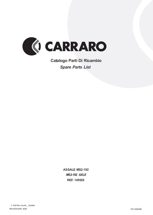 Transmisión Carrarro MS2-192  149528 Manual de Partes